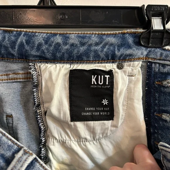 KUT from the Kloth Rosa High-Rise Ankle Straight Medium Wash Raw Hem Denim - Picture 7 of 10